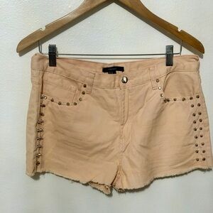 Forever 21 Blush light peach Studded Denim Cutoff Shorts